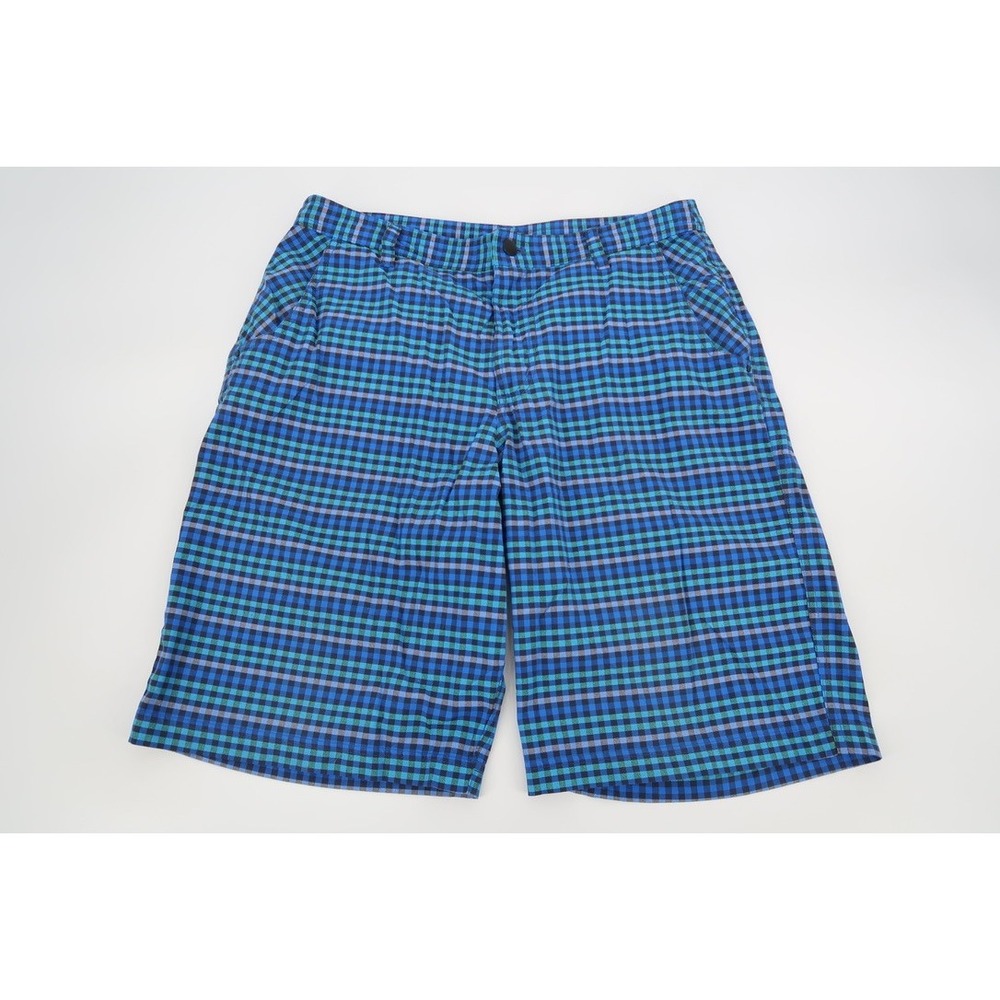 Lululemon Shorts Mens 34 Blue Gingham Checks 11" Inseam Stretch Bermuda Golf